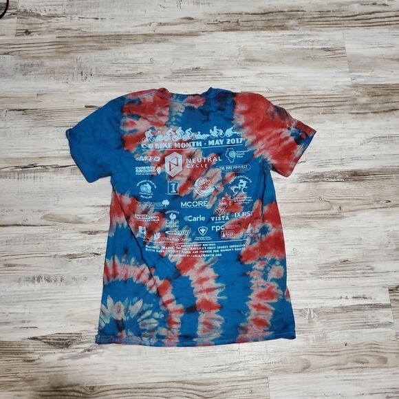 Bicycle Month Tye Dye Shirt Size Small Hand Tye Dyed - Picture 2 of 2